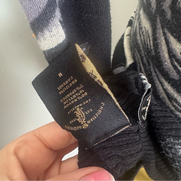 Christian Audigier Hoodie Dress – Gothic Tattoo Print, Rhinestone, LA Streetwear - Picture 14 of 15